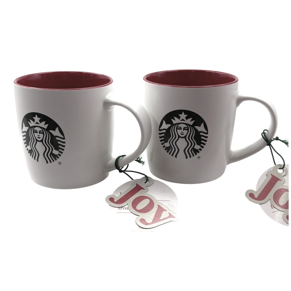 Starbucks Holiday Mugs Pair Matte White 11oz Set of 2 W/ Insert Tags NWOT 2025